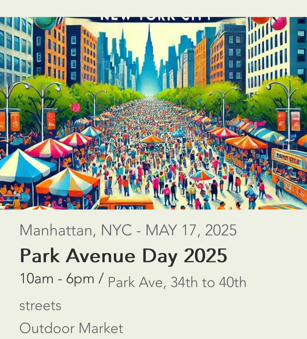 Park Avenue Day Maker's Market NYC