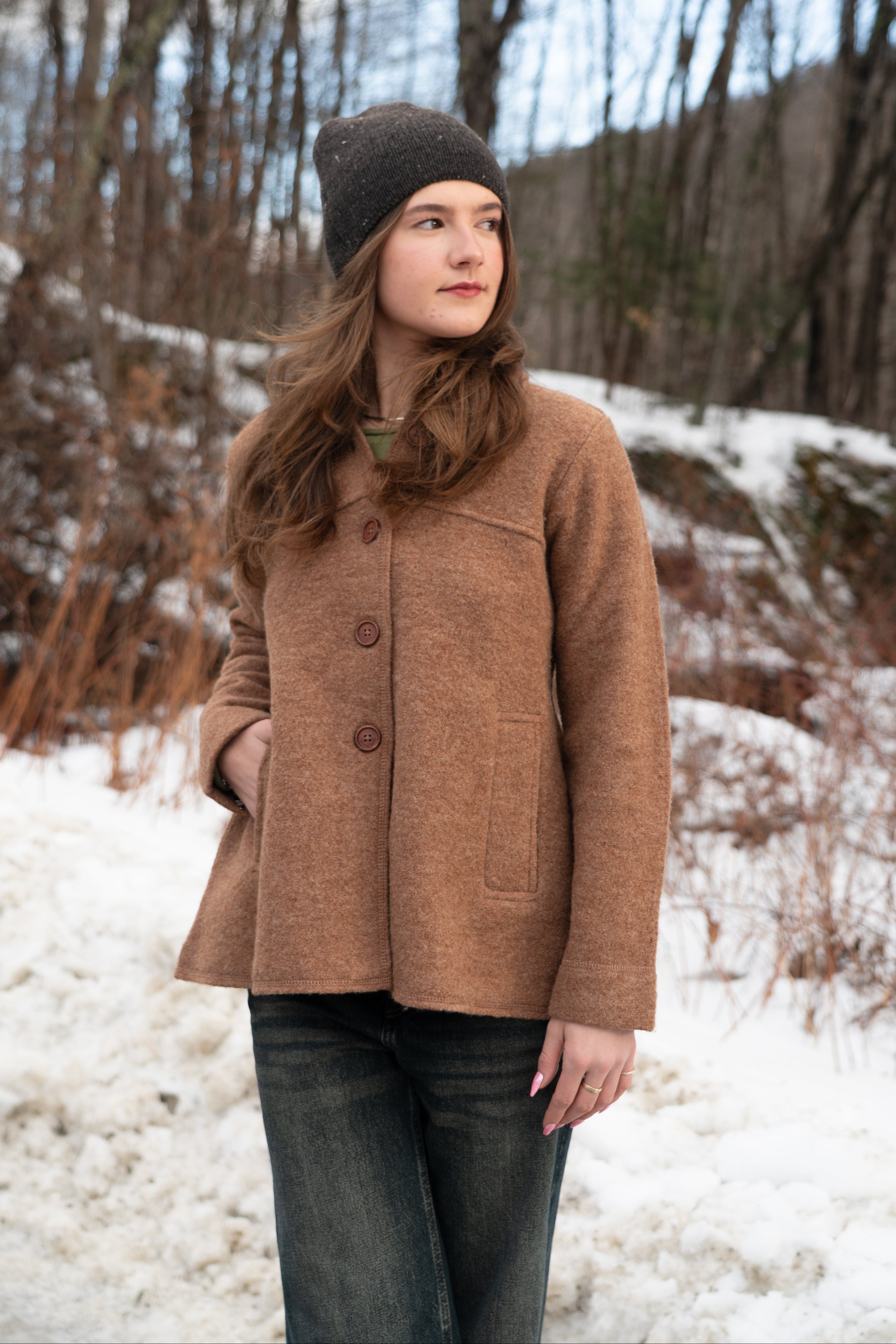 Boiled Wool Swing Coat