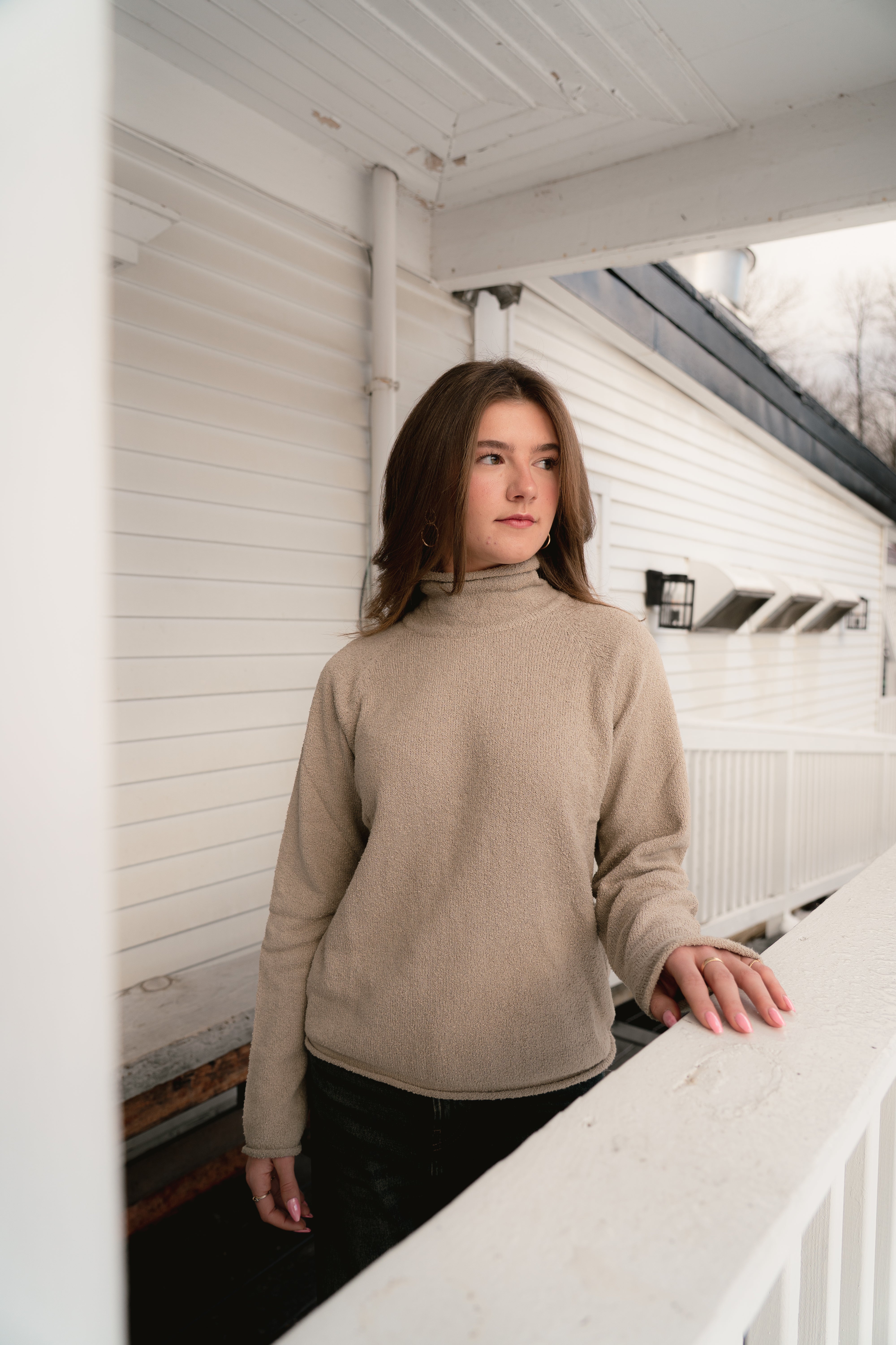 Boucle Mock | Raglan Sleeve Mock Turtleneck